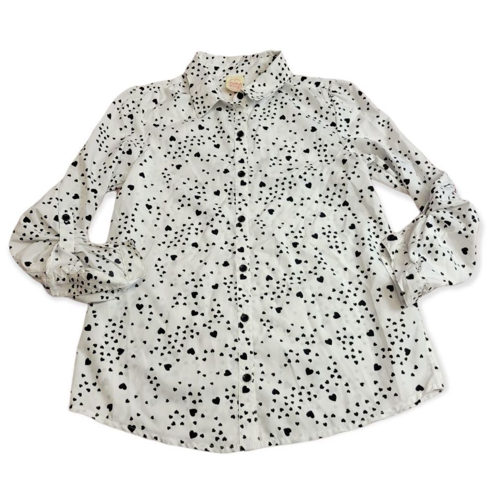 Faded Glory heart Buttondown shirt L10/12 - Picture 1 of 4